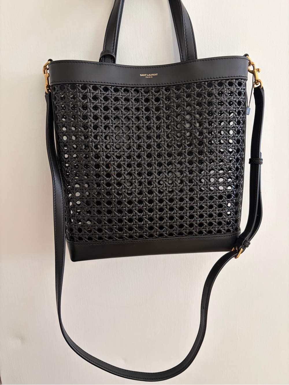 Saint Laurent Black Woven Tote Bag